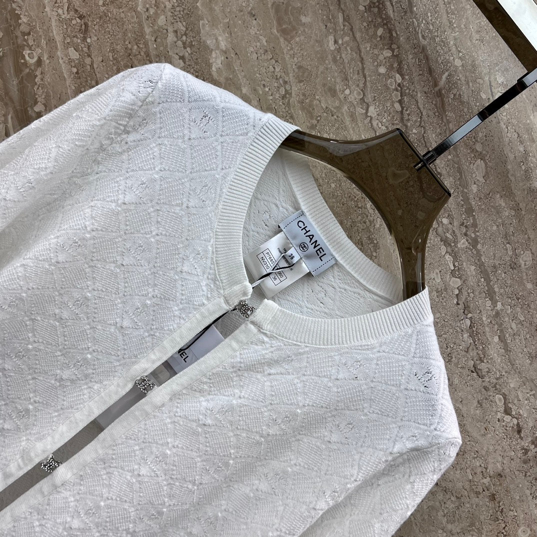 小香家-2403 24早春新款花邊針織開衫 白色