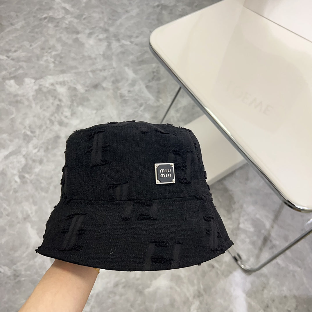 穆M家-2024新款刷破簡約漁夫帽 黑色