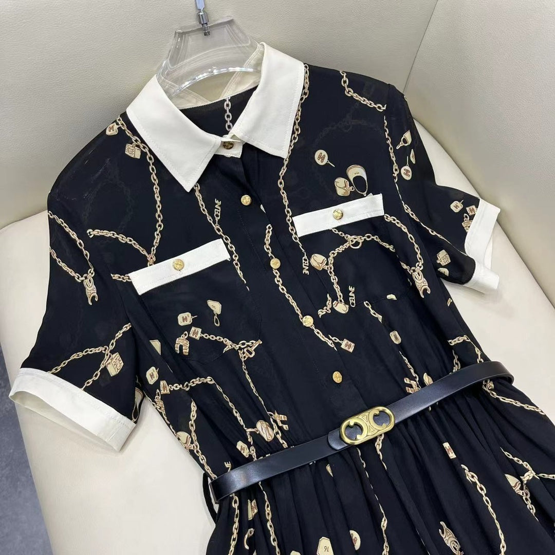 賽C家-2403 絲綢印花大擺洋裝