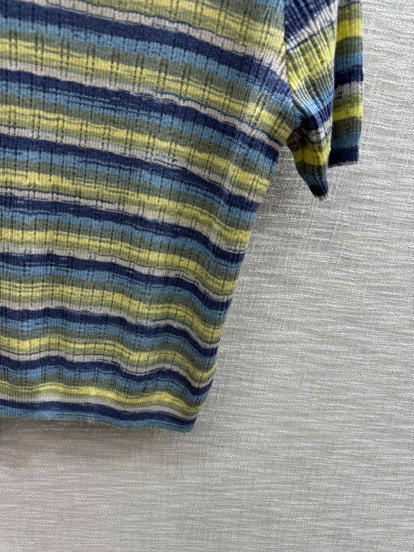 小香家-2403 馬卡龍色系條紋針織短袖 藍色