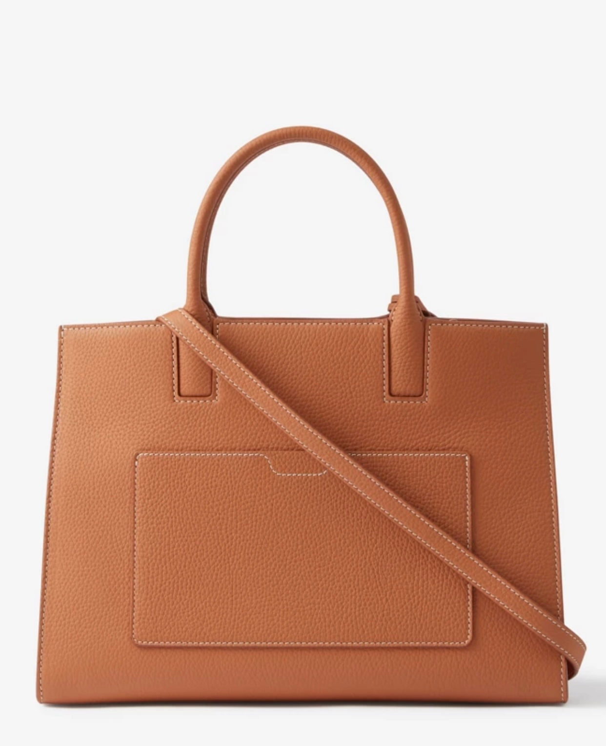 巴B家-Frances 粒紋皮革托特包 棕色 32CM