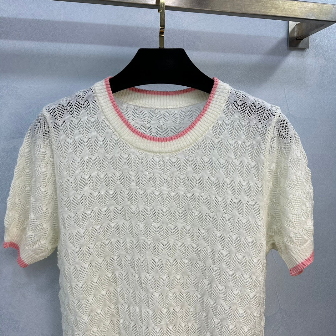 小香家-2404 24夏季新款 logo刺繡短袖圓領針織衫上衣