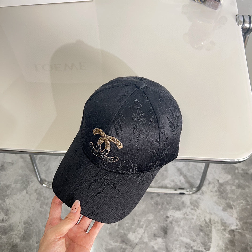 小香家-2024新款簡約花紋棒球帽 黑色