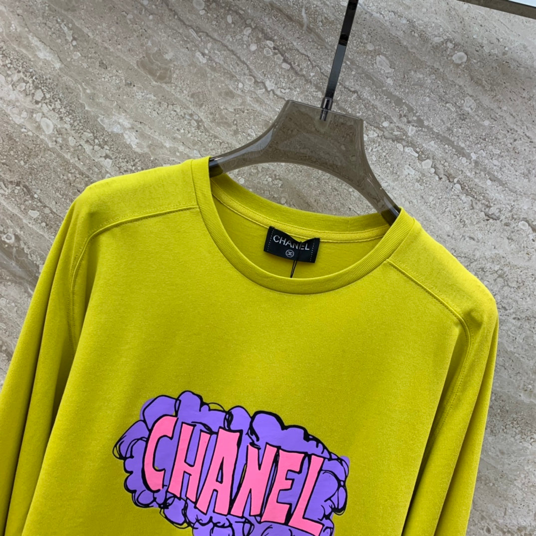 小香家-2403 中古仙人掌印花薑黃色長袖TEE