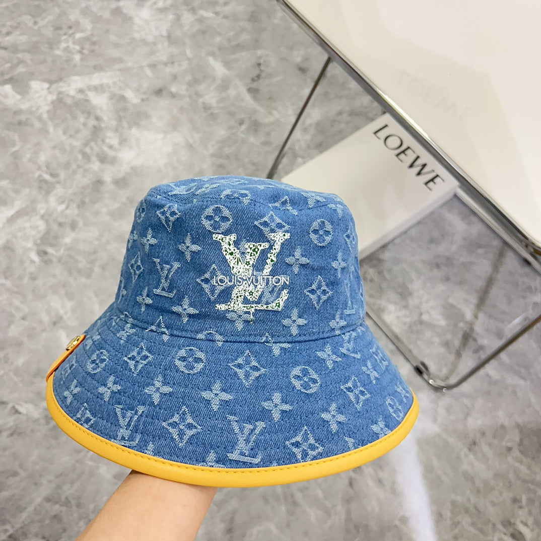路L家-2024新款皮邊牛仔漁夫帽