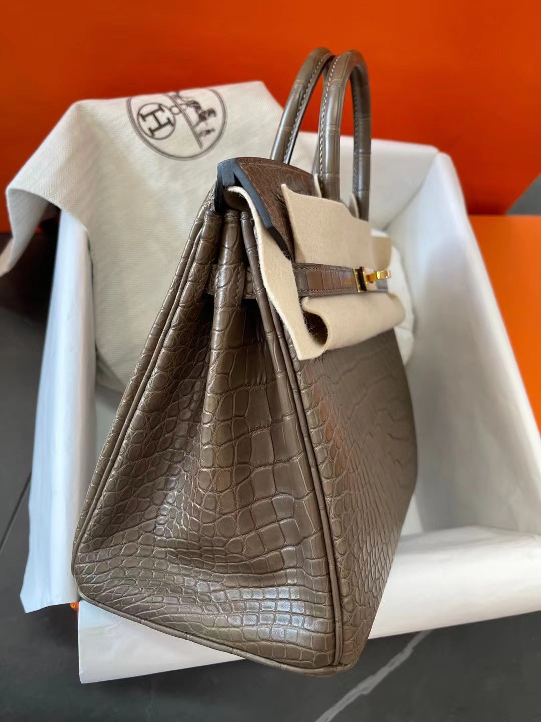 小愛款-Birkin 25 M1牛芷草灰色 金扣