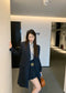 穆Ｍ家-2404 24Ss 春夏Miu藏青色休閒西服長外套