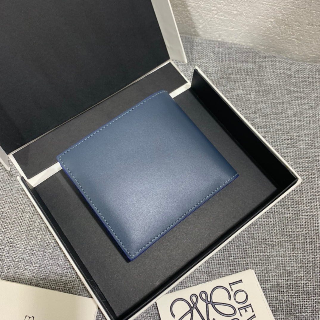 羅L威-Brand bifold wallet系列男士對折短夾 藍色