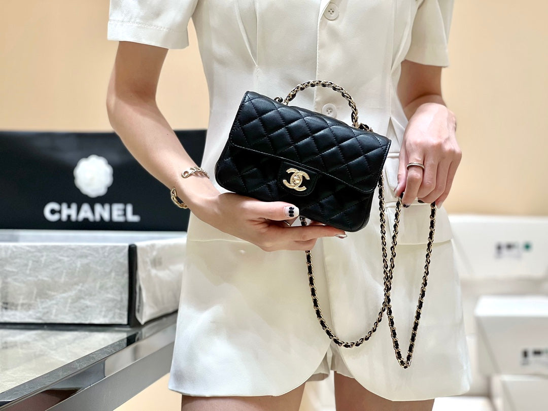 小香家-Chanel 23A CF水鑽手柄 黑色