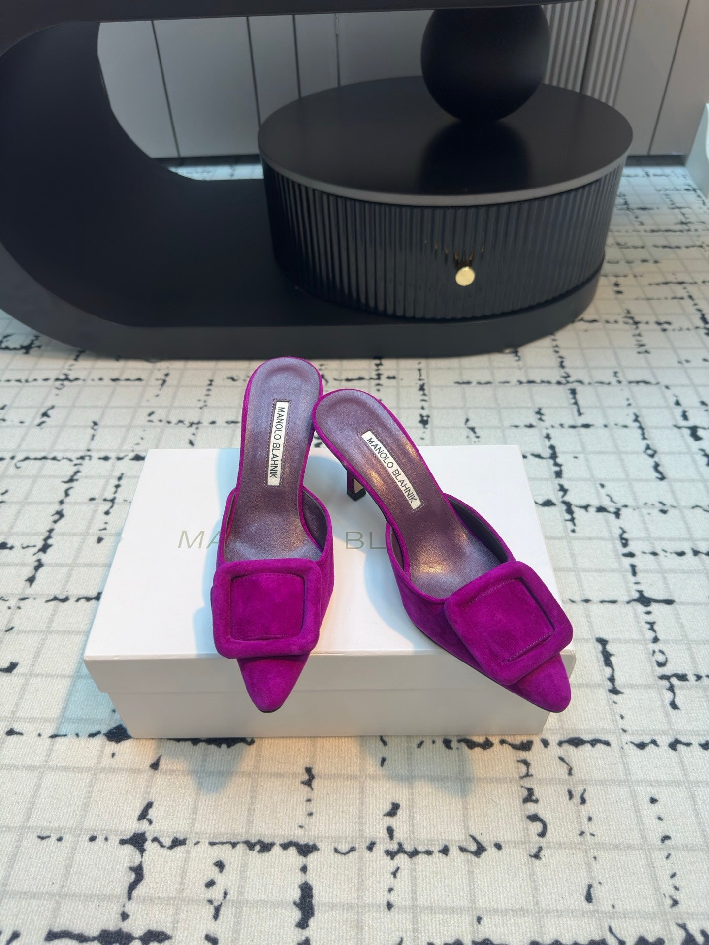 Manolo Blahnik-2024 高跟拖鞋 紫色
