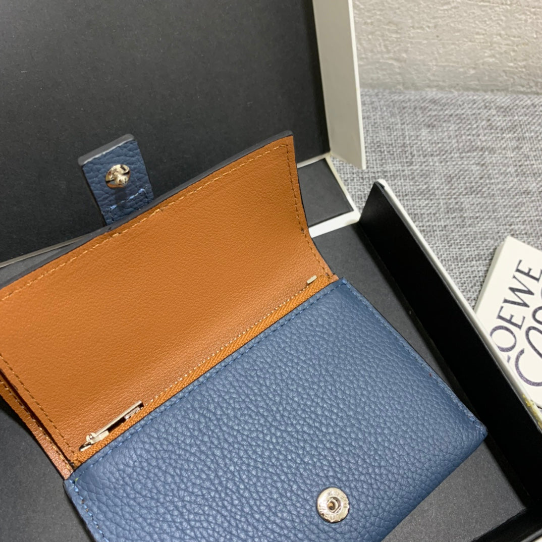 羅L威-Small vertical wallet系列 灰藍色