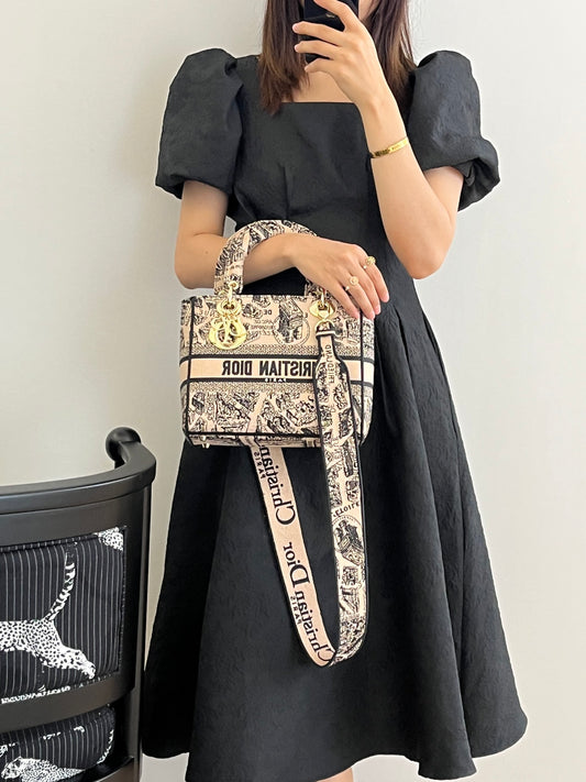 迪D家-Lady 巴黎地圖刺繡系列 杏色 24CM