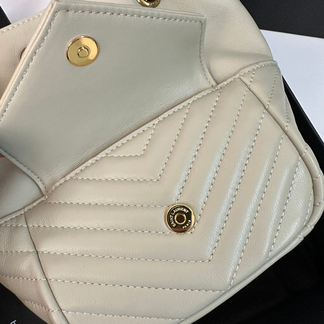 聖Y羅-Joe Backpack 絎縫雙肩包 白色金扣 Mini