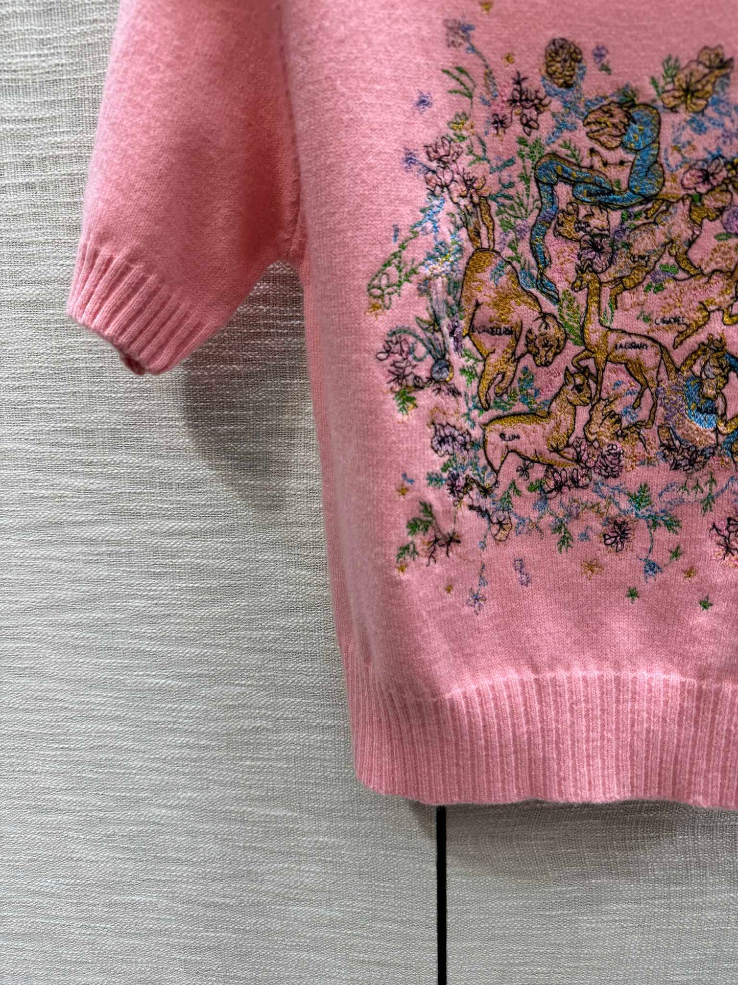 迪D家-2403 24早春最新系列重工刺繡針織短袖 粉色