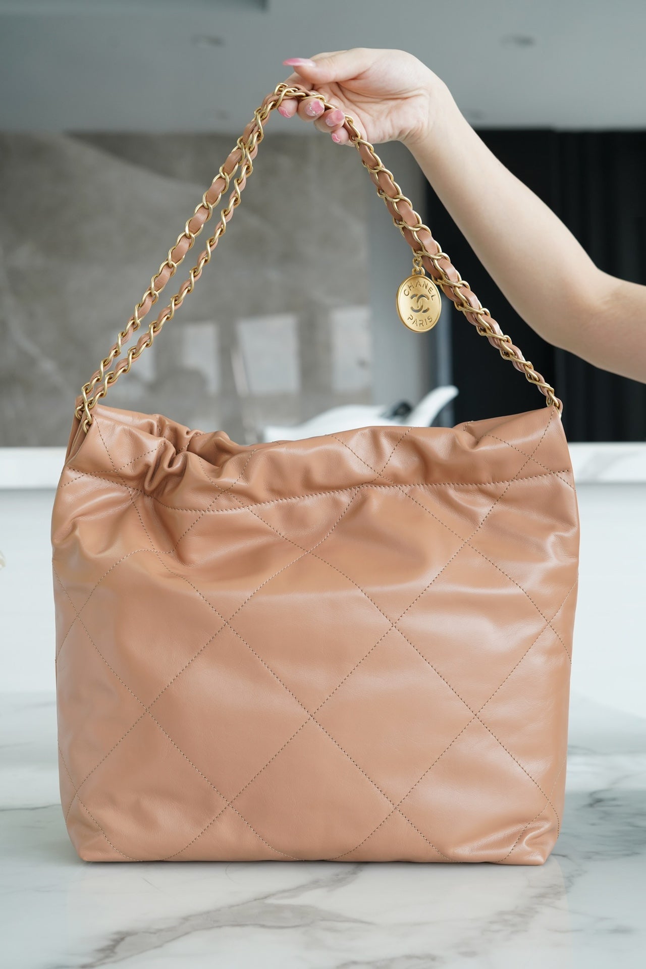 小香家-2023春夏新款 22BAG 中號 杏粉色