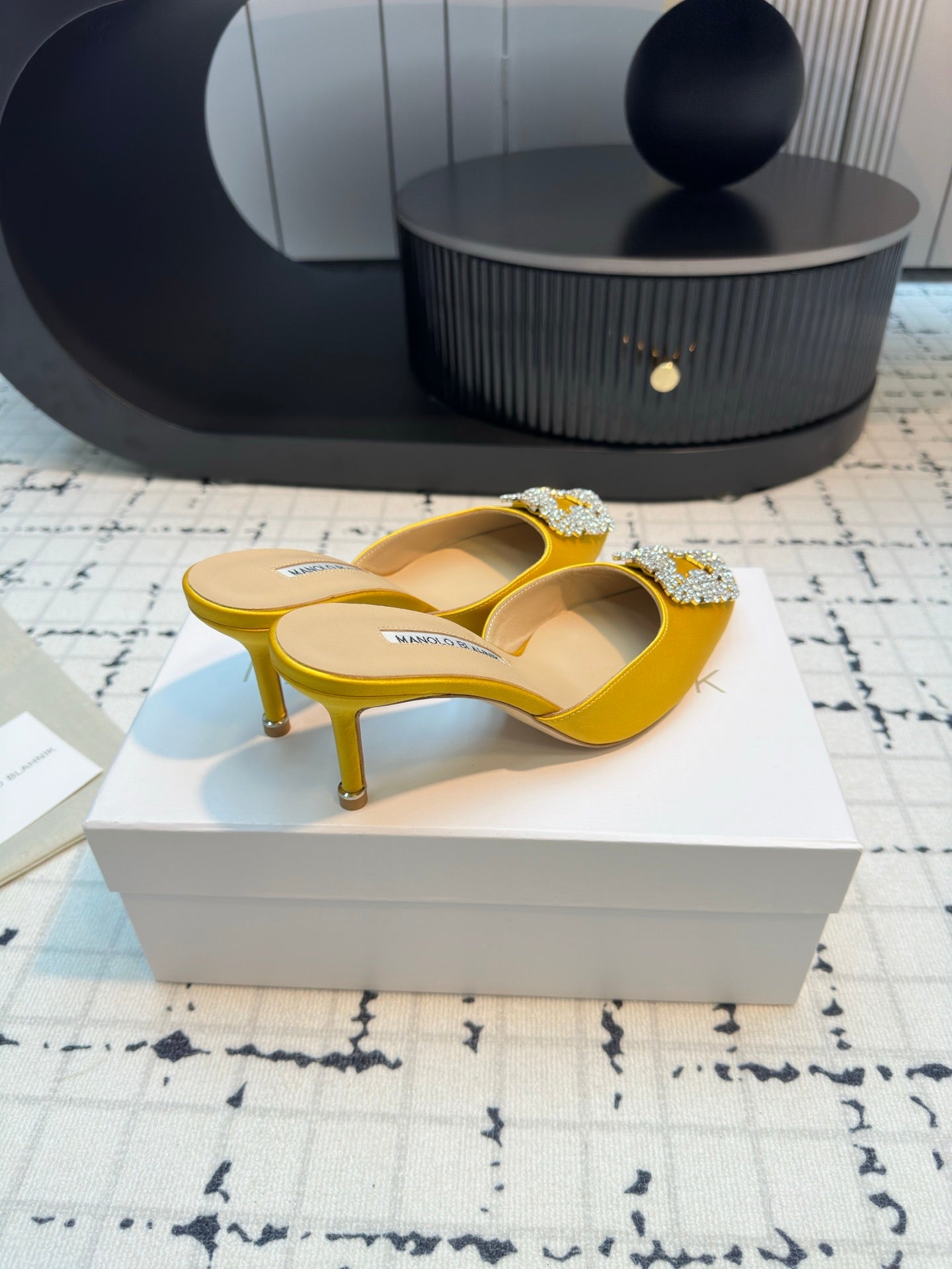 Manolo Blahnik-2024 高跟拖鞋 黃色