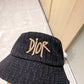 迪D家-2023春夏新款 刺繡漁夫帽 黑色