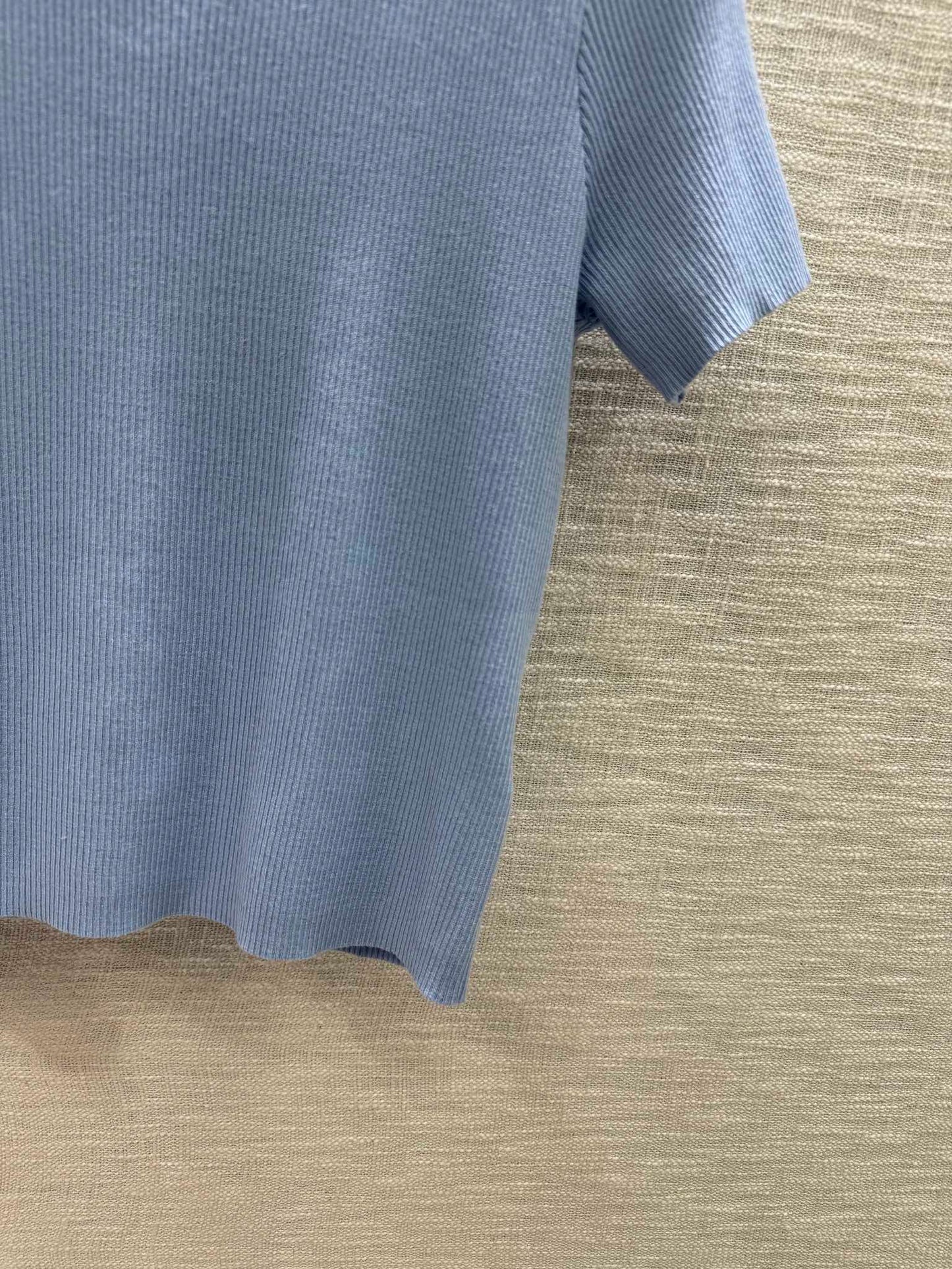 賽C家-2403 針織短袖上衣 藍色