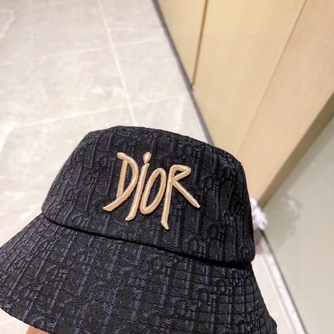 迪D家-2023新款老花刺繡漁夫帽 黑色