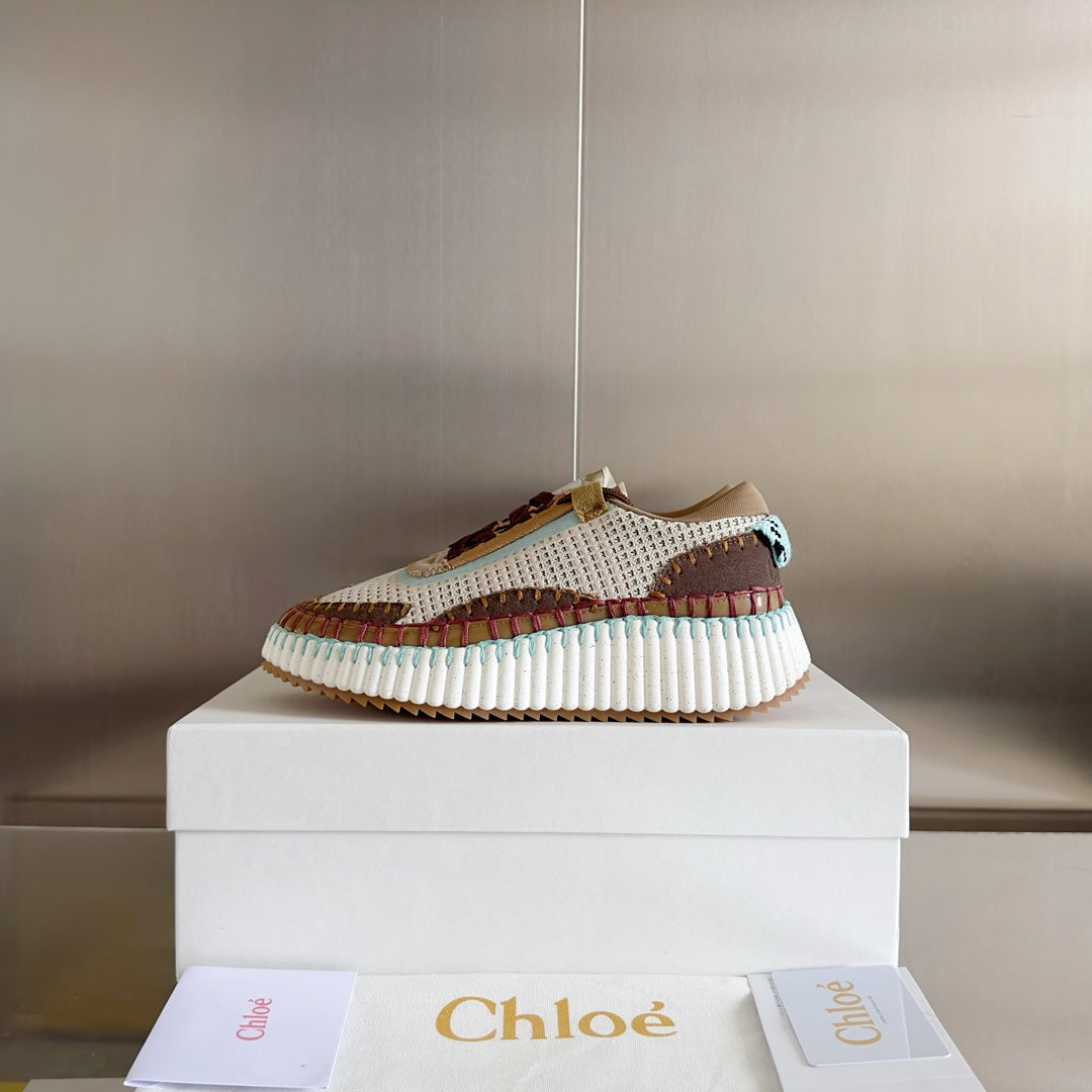 克羅C-Nama sneaker彩虹系列 網面拼色休閒運動鞋 咖色