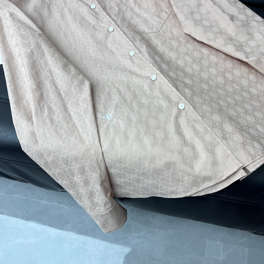 迪D家-2403 24新品上架藤格紋刺繡襯衫 橘色