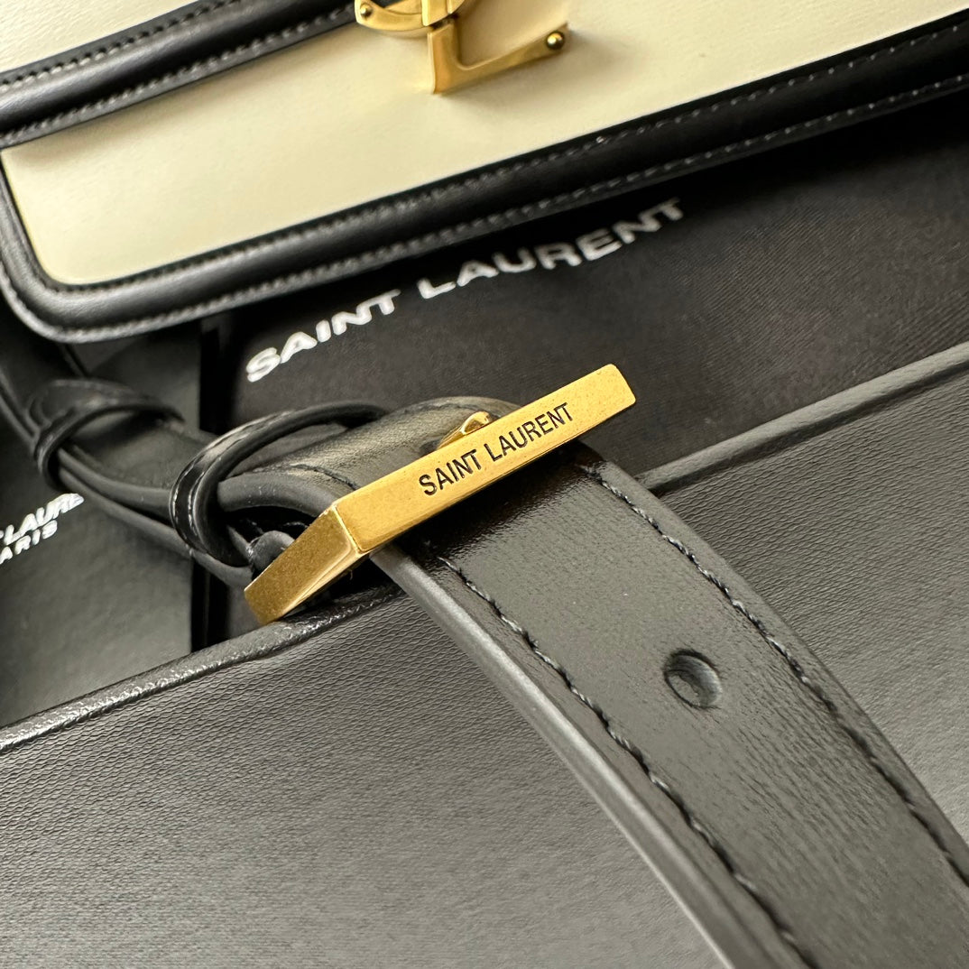 聖Y羅-BOX SAINT LAURENT 豆腐包 大號 黑拼白色