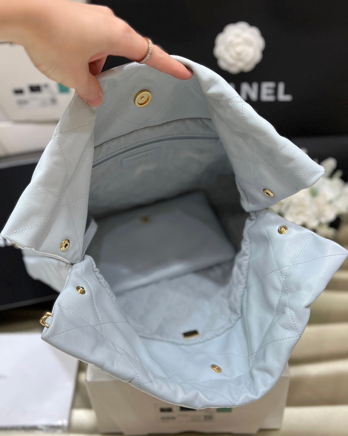 小香家-牛皮球紋顆粒22bag垃圾袋包 白色