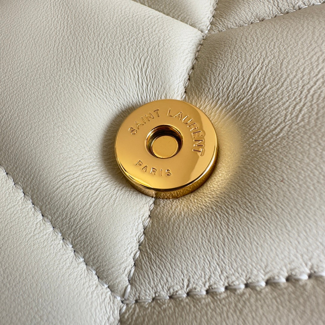 聖Y羅-Loulou Puffer 35cm 絎縫小羊皮雲朵包 奶白色