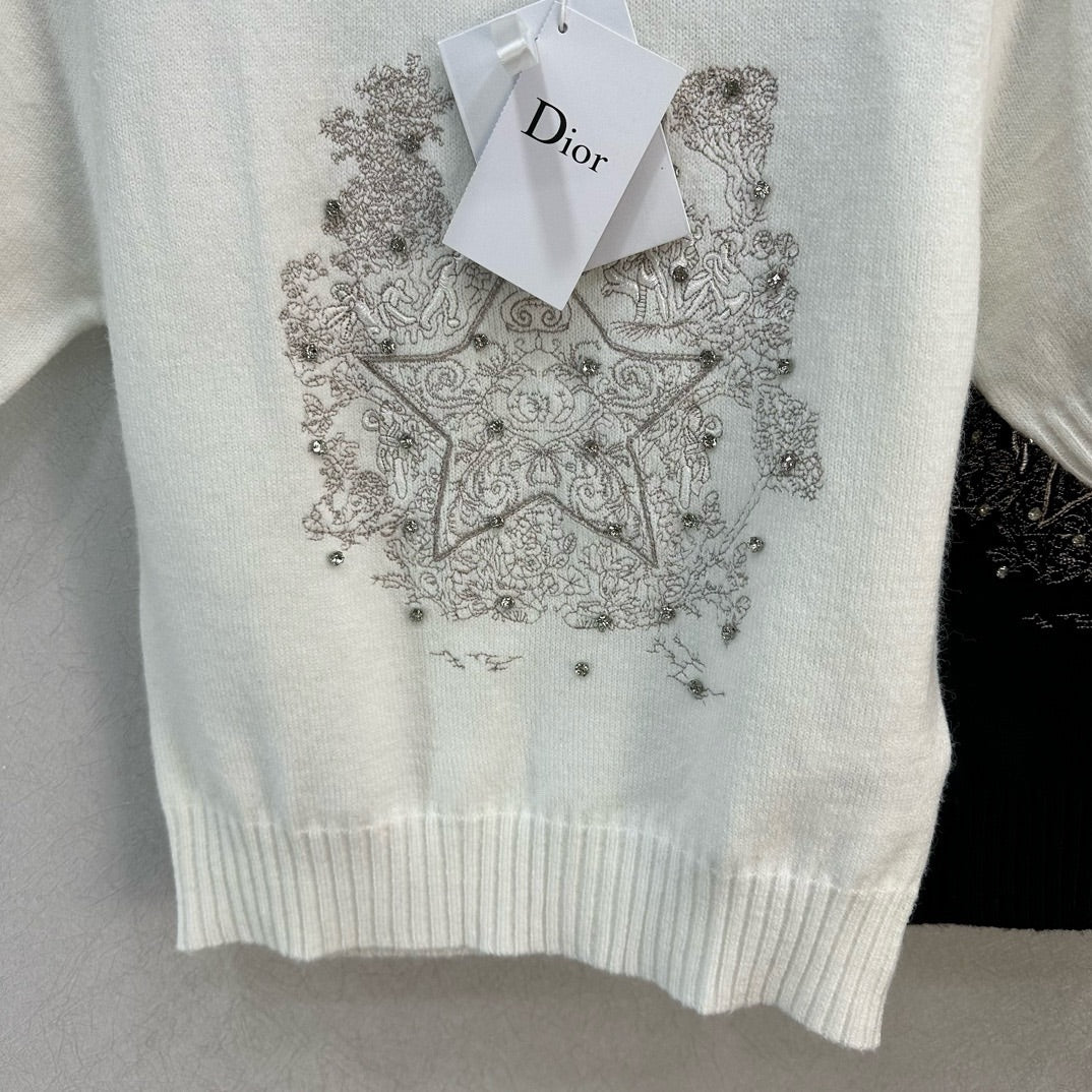 迪D家-2403 24早春新款重工刺繡圓領毛衣