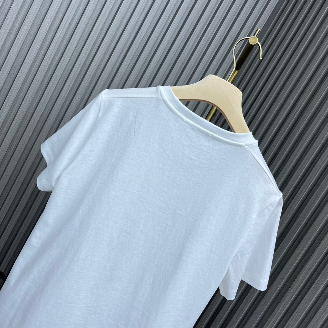 迪D家-2403 24新品上架圓領太陽印花TEE 白色