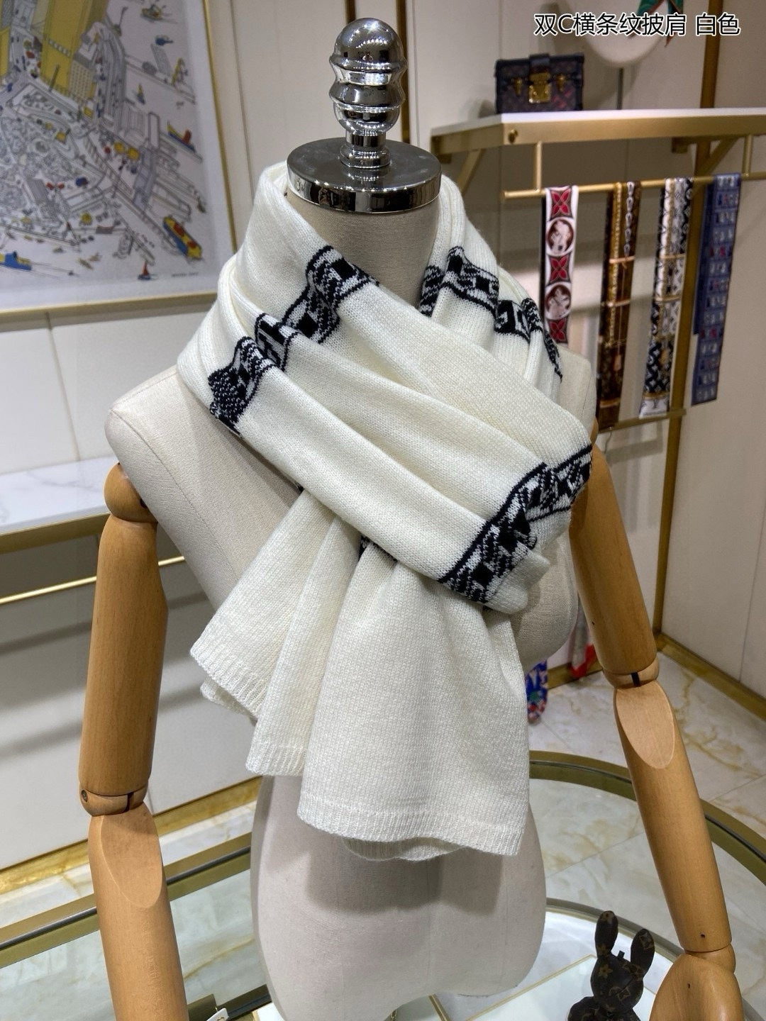 小香家-2024 雙C橫條紋披肩 60*190