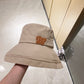 路L家-2023新款皮製Logo大沿漁夫帽 杏色