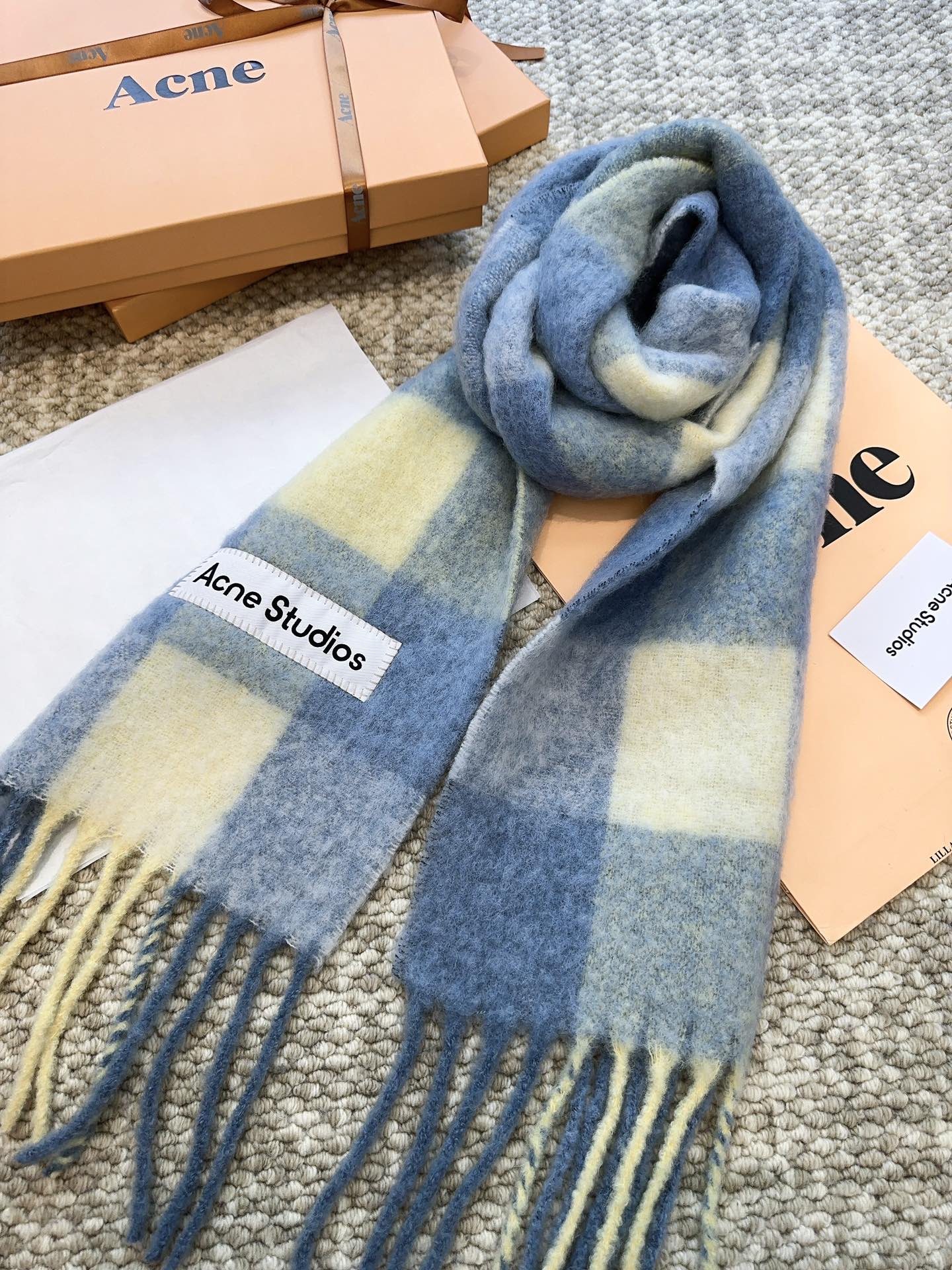 ACNE-2024彩虹圍巾 28*250 藍
