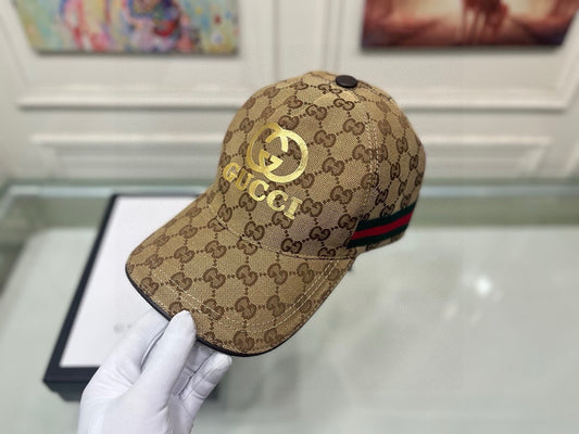 古G家-燙金雙G棒球帽 駝色