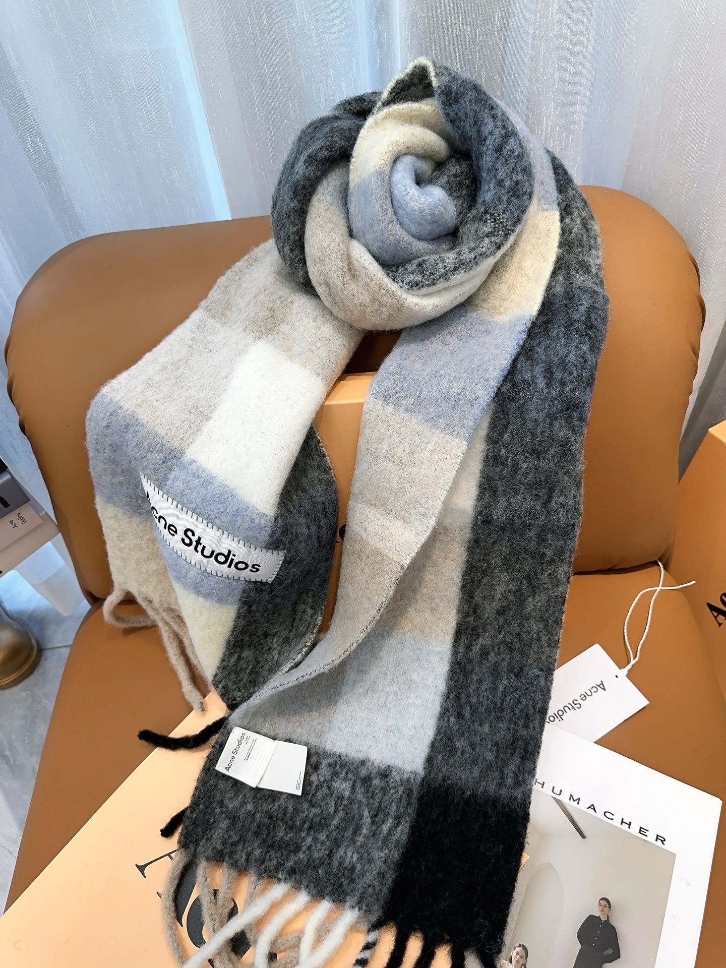 ACNE-2024彩虹圍巾 28*250 灰