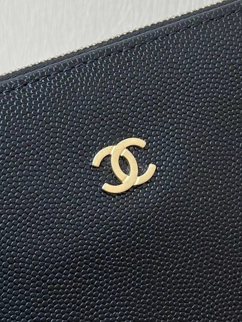 小香家-Chanel 22號手袋 魚子醬皮黑金色 中號