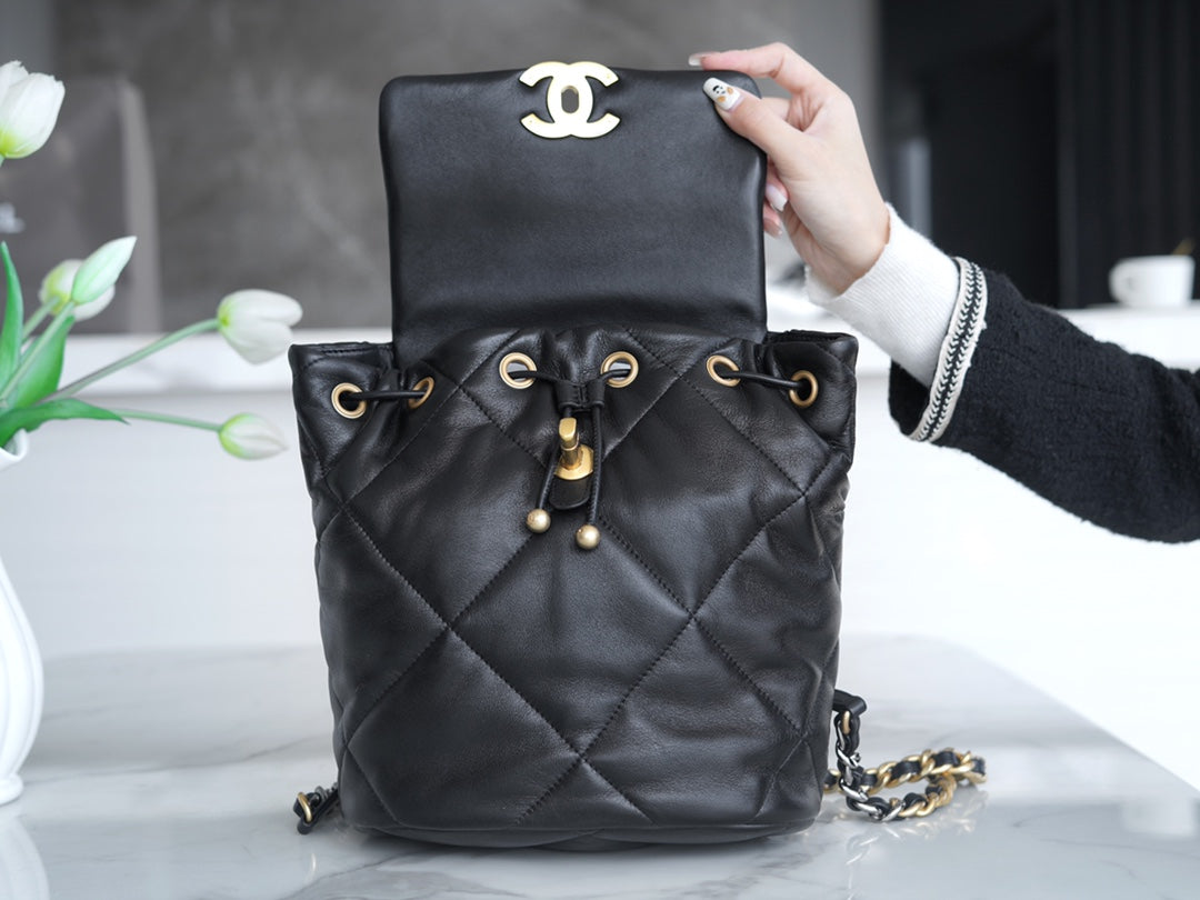 小香家- Chanel 24C 19bag 雙肩後背包 黑色