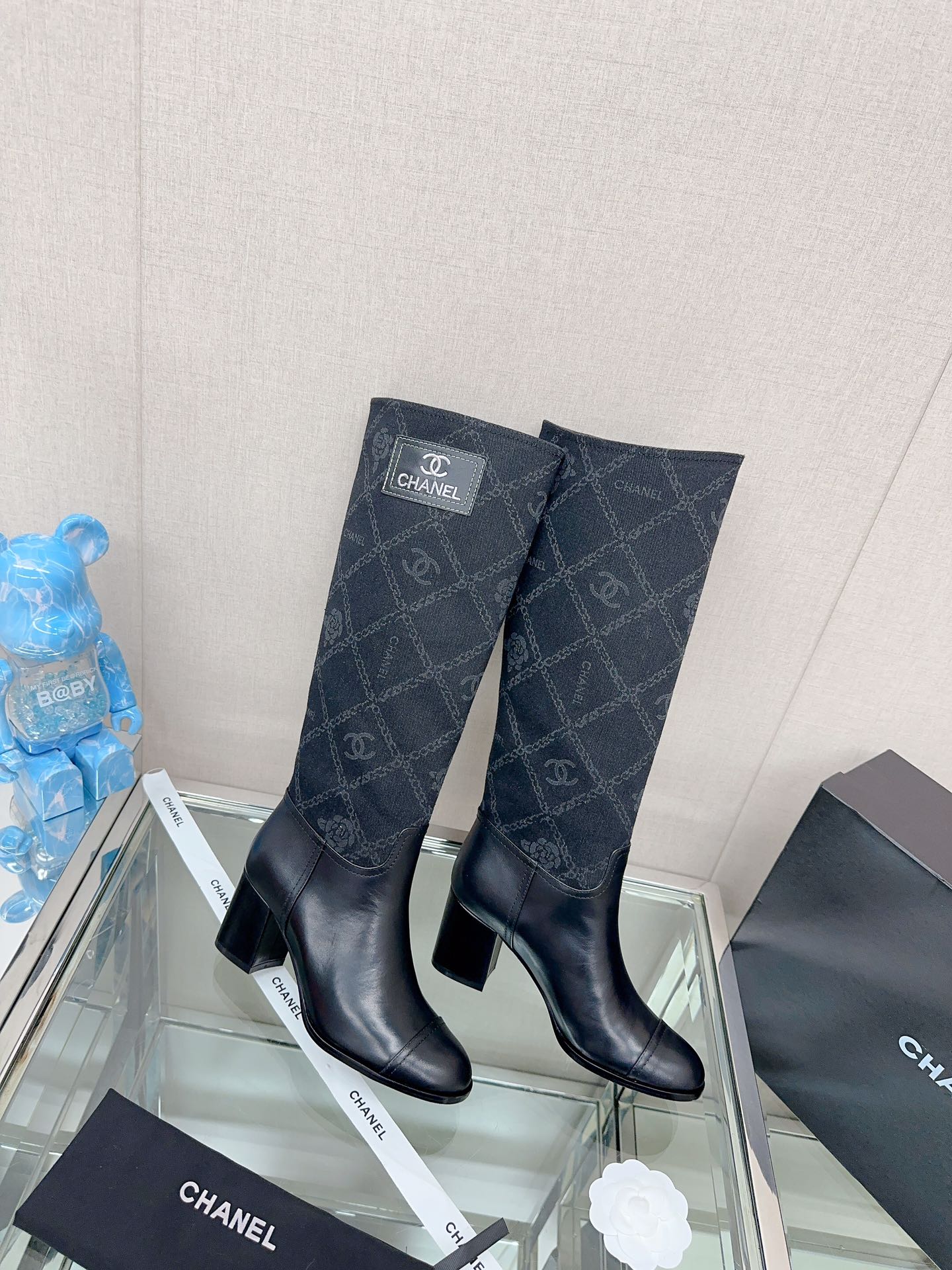 小香家-2023秋冬新款 粗跟長靴 黑色