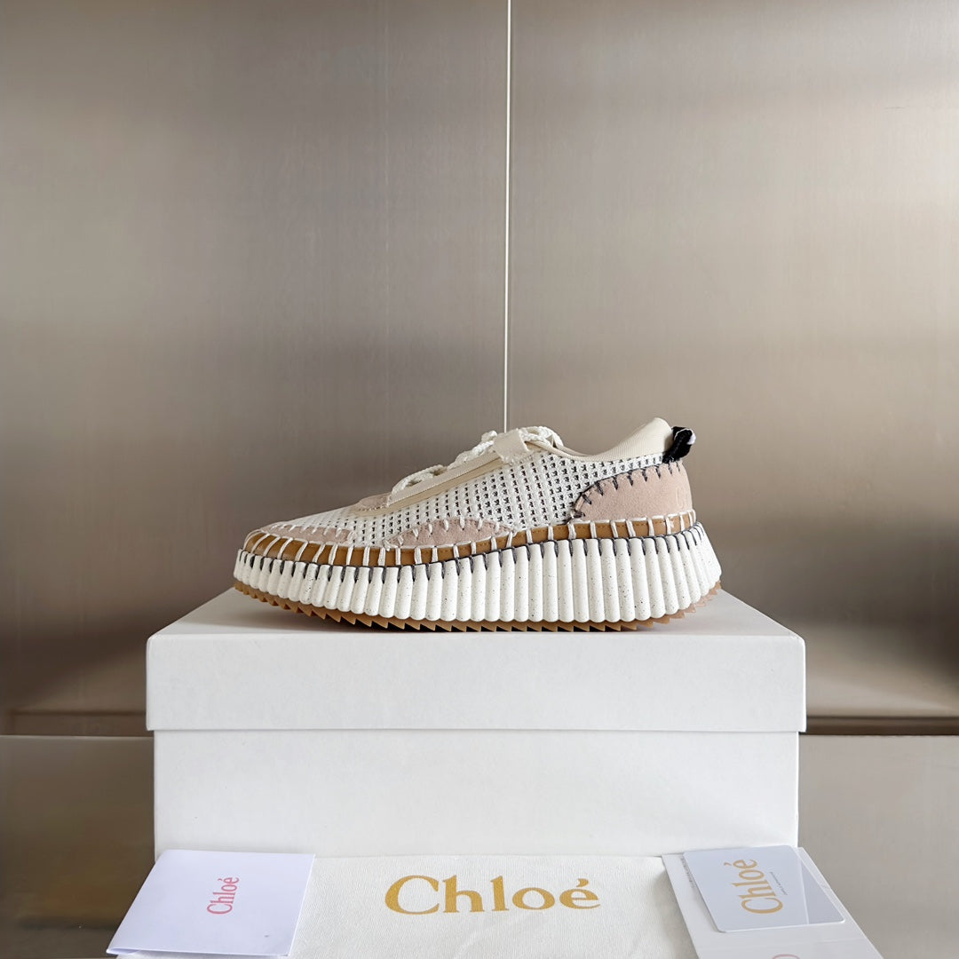 克羅C-Nama sneaker彩虹系列 網面拼色休閒運動鞋 杏粉色