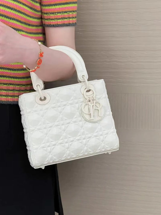 迪D家-Lady dior myABC 啞光牛皮 白色 小號