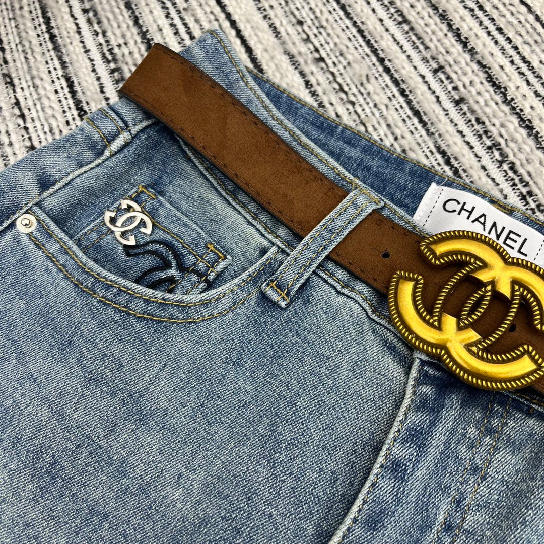 小香家-2403 24年早春新款刺繡logo字母喇叭牛仔長褲