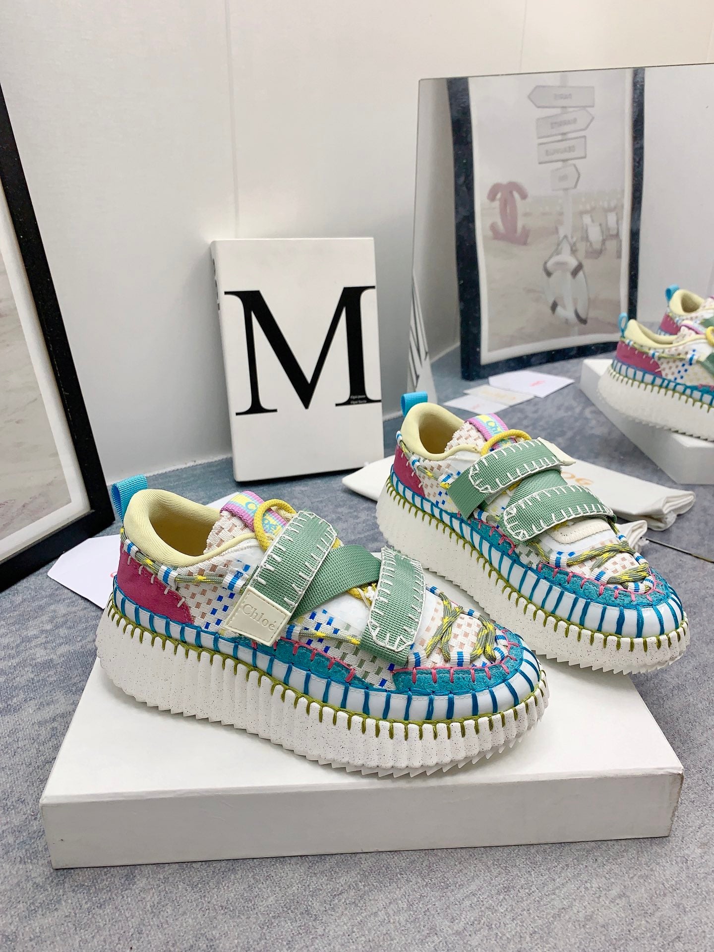 克羅C-Nama sneaker彩虹系列 魔鬼氈運動鞋 藍綠色