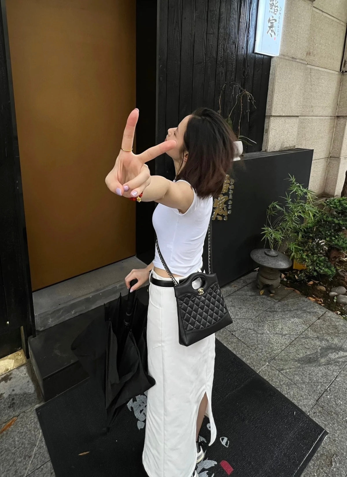 小香家-Chanel 31 經典雙c Logo 菱格紋迷你購物包 黑色