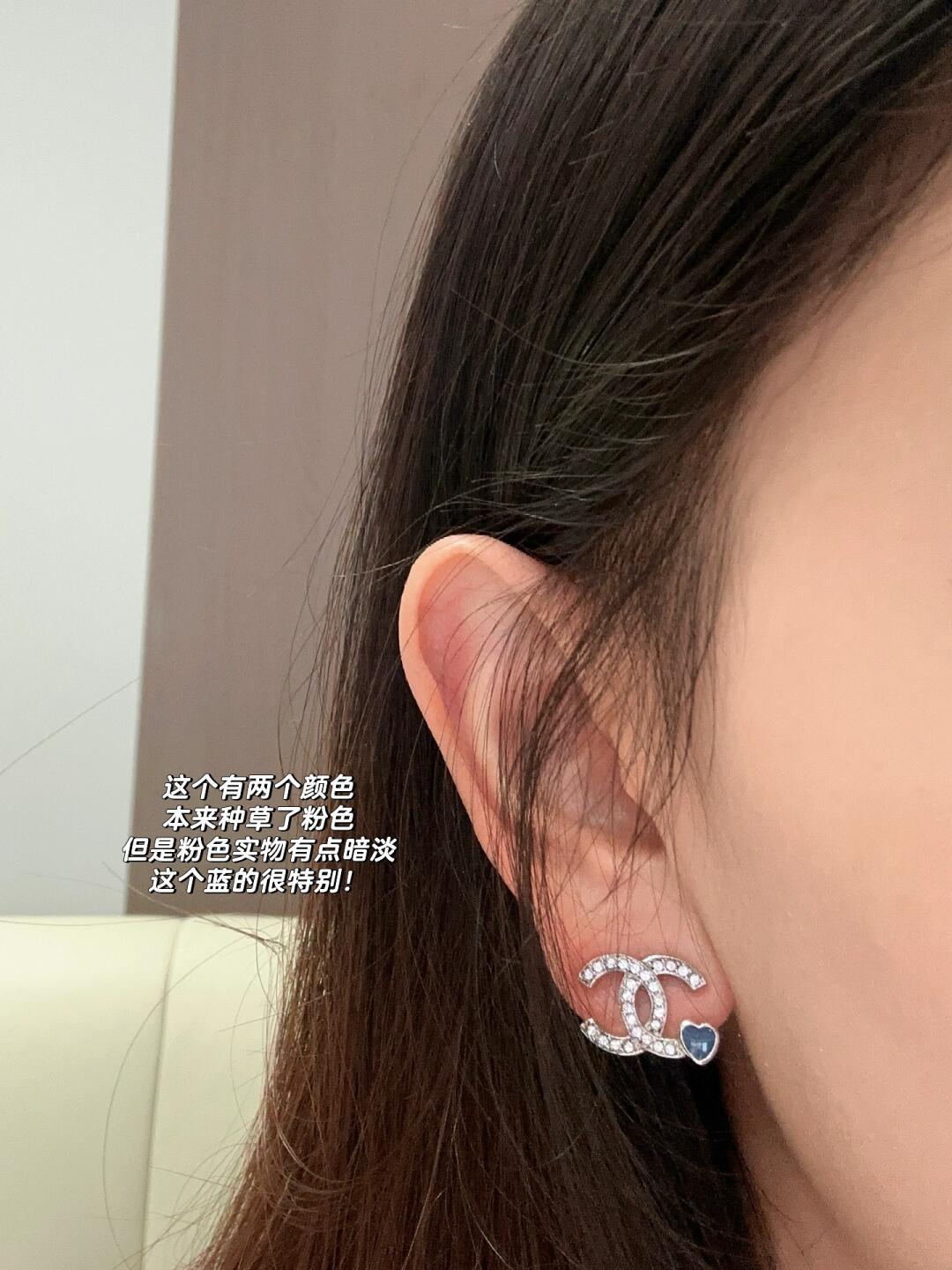 小香家-25P雙C愛心耳環-粉色/藍色