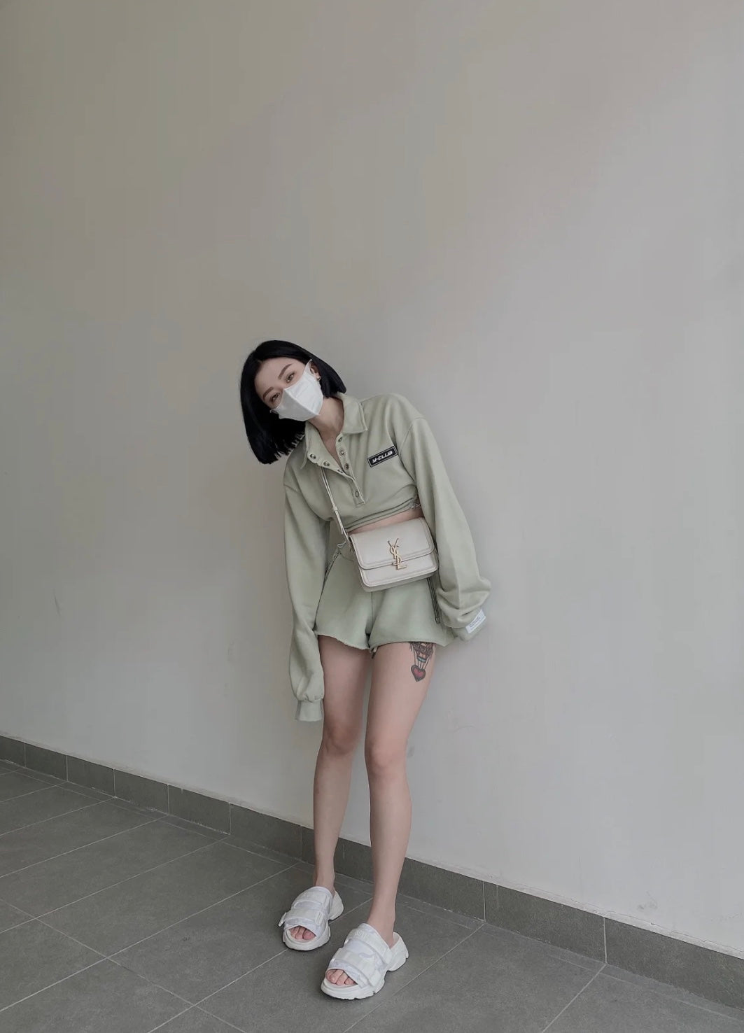 聖Y羅-BOX SAINT LAURENT 豆腐包 小號 奶白色
