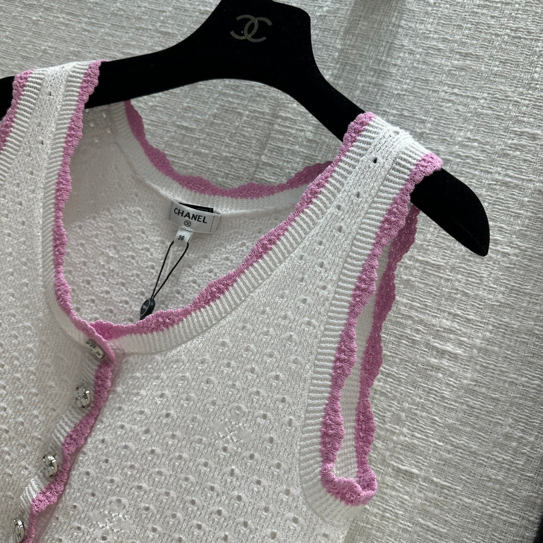 小香風-2403 24新品粉邊針織小背心