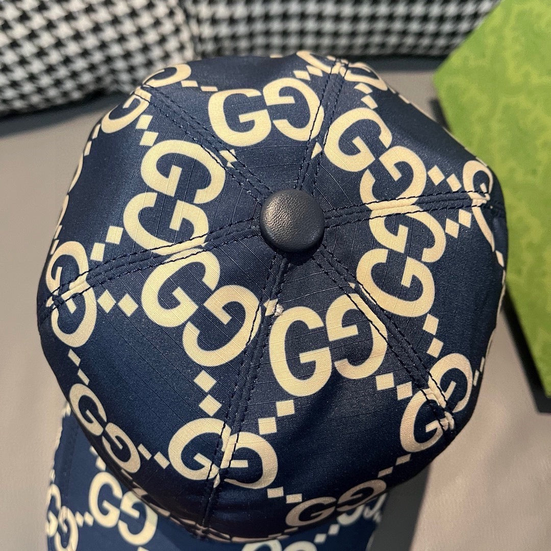 古G家-新款帆布雙G棒球帽 深藍色