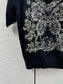 迪D家-2403 花花蝴蝶系列刺繡針織短袖 黑色
