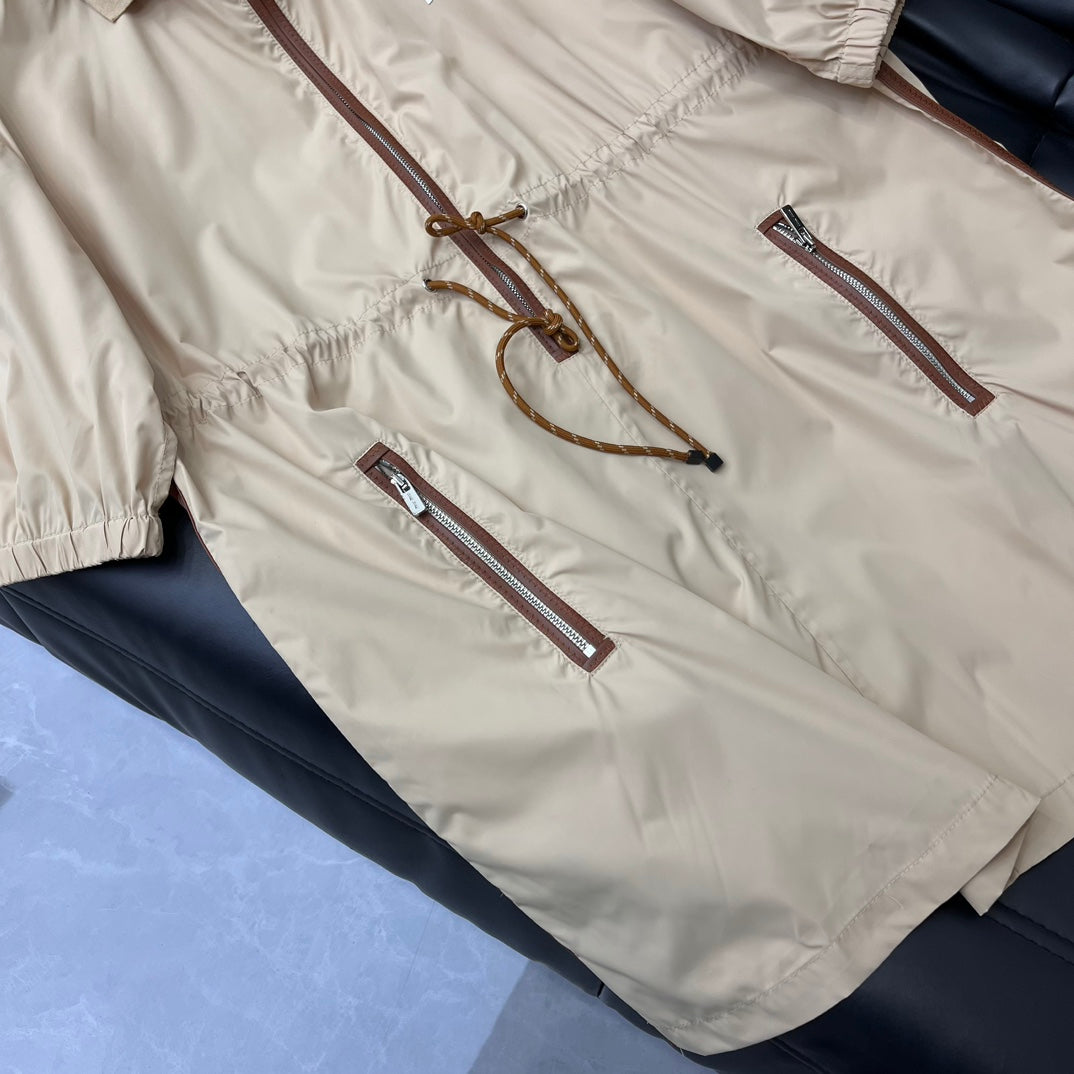 穆M家-2404 24新品上架薄款尼龍拉鍊連身裙 卡其色
