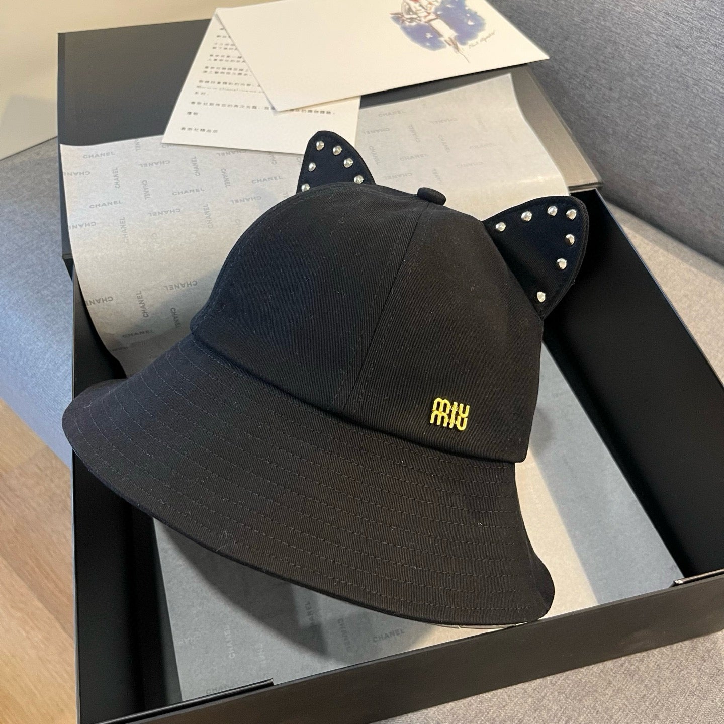 穆M家-貓耳漁夫帽 黑